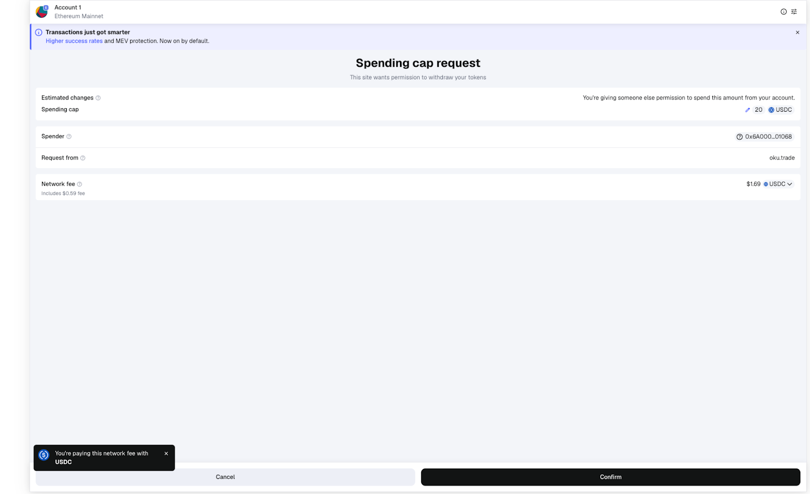 Confirm Spending Cap Native